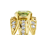 Yellow gold Fancy Yellow Emerald Cut Diamond Pave Art Deco Split Shank Ring with Four-Prong Setting_5