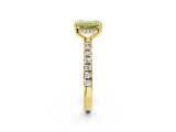 Yellow gold Fancy Yellow Emerald Cut Diamond Pave Band Solitaire Ring with Four-Prong Setting_60