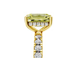 Yellow gold Fancy Yellow Emerald Cut Diamond Pave Band Solitaire Ring with Four-Prong Setting_63