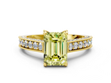 Yellow gold Fancy Yellow Emerald  Cut Diamond Pave Band with Four-Prong Setting_20