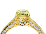 Yellow gold Fancy Yellow Emerald  Cut Diamond Pave Band with Four-Prong Setting_24