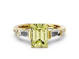 Yellow gold Fancy Yellow Emerald  Cut Diamond Ring with Baguette Side Stones, Channel Set Band, and Four-Prong Setting_24