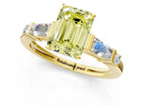 Yellow gold Fancy Yellow Emerald  Cut Diamond Ring with Baguette Side Stones, Channel Set Band, and Four-Prong Setting_25