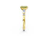 Yellow gold Fancy Yellow Emerald  Cut Diamond Ring with Baguette Side Stones, Channel Set Band, and Four-Prong Setting_26