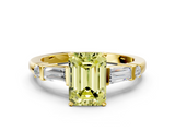 Yellow gold Fancy Yellow Emerald  Cut Diamond Ring with Baguette Side Stones, Channel Set Band, and Four-Prong Setting_3