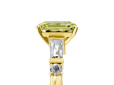 Yellow gold Fancy Yellow Emerald  Cut Diamond Ring with Baguette Side Stones, Channel Set Band, and Four-Prong Setting_8