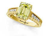 Yellow gold Fancy Yellow Emerald Cut Diamond Ring with Milgrain Pavé Band and Four-Prong Setting_21
