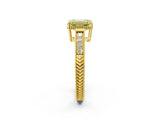 Yellow gold Fancy Yellow Emerald Cut Diamond Ring with Milgrain Pavé Band and Four-Prong Setting_22