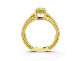 Yellow gold Fancy Yellow Emerald Cut Diamond Ring with Milgrain Pavé Band and Four-Prong Setting_23