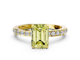 Yellow gold Fancy Yellow Emerald  Cut Diamond Ring with Pavé Band and Four-Prong Setting_79