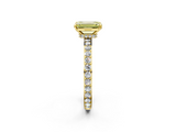 Yellow gold Fancy Yellow Emerald  Cut Diamond Ring with Pavé Band and Four-Prong Setting_81