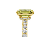 Yellow gold Fancy Yellow Emerald  Cut Diamond Ring with Pavé Band and Four-Prong Setting_84