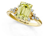 Yellow gold Fancy Yellow Emerald Cut Diamond Ring with Side Stones and Four-Prong Setting_110
