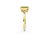 Yellow gold Fancy Yellow Emerald Cut Diamond Ring with Side Stones and Four-Prong Setting_111