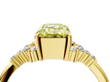 Yellow gold Fancy Yellow Emerald Cut Diamond Ring with Side Stones and Four-Prong Setting_113