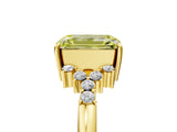 Yellow gold Fancy Yellow Emerald Cut Diamond Ring with Side Stones and Four-Prong Setting_114