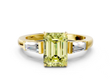 Yellow gold Fancy Yellow Emerald  Cut Diamond Ring with Tapered Baguette Side Stones in Four-Prong Setting_3