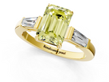 Yellow gold Fancy Yellow Emerald  Cut Diamond Ring with Tapered Baguette Side Stones in Four-Prong Setting_4