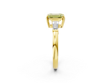 Yellow gold Fancy Yellow Emerald  Cut Diamond Ring with Tapered Baguette Side Stones in Four-Prong Setting_5