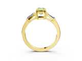 Yellow gold Fancy Yellow Emerald  Cut Diamond Ring with Tapered Baguette Side Stones in Four-Prong Setting_6