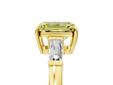 Yellow gold Fancy Yellow Emerald  Cut Diamond Ring with Tapered Baguette Side Stones in Four-Prong Setting_8