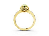 Yellow gold Fancy Yellow Emerald Cut Diamond Scalloped Halo Engagement Ring with Round Shared Prong Band_27