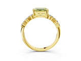 Yellow gold Fancy Yellow Emerald Cut Diamond Scattered Round Accent Ring with Prong Setting_15