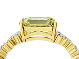 Yellow gold Fancy Yellow Emerald Cut Diamond Scattered Round Accent Ring with Prong Setting_16