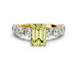 Yellow gold Fancy Yellow Emerald Cut Diamond Side Stone Engagement Ring with Four-Prong Setting_24