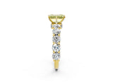 Yellow gold Fancy Yellow Emerald Cut Diamond Side Stone Engagement Ring with Four-Prong Setting_26