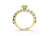 Yellow gold Fancy Yellow Emerald Cut Diamond Side Stone Engagement Ring with Four-Prong Setting_27