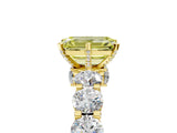 Yellow gold Fancy Yellow Emerald Cut Diamond Side Stone Engagement Ring with Four-Prong Setting_29
