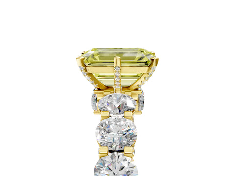 Yellow gold Fancy Yellow Emerald Cut Diamond Side Stone Engagement Ring with Four-Prong Setting_29