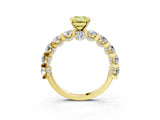Yellow gold Fancy Yellow Emerald Cut Diamond Side Stone Engagement Ring with Four-Prong Setting_39
