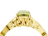 Yellow gold Fancy Yellow Emerald Cut Diamond Solitaire Celtic Knot Ring with Four-Prong Setting_45