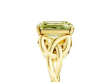 Yellow gold Fancy Yellow Emerald Cut Diamond Solitaire Celtic Knot Ring with Four-Prong Setting_46