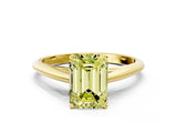 Yellow gold Fancy Yellow Emerald Cut Diamond Solitaire Engagement Ring with Cathedral Setting and Four-Prong Mount_133