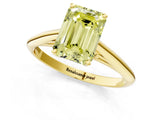 Yellow gold Fancy Yellow Emerald Cut Diamond Solitaire Engagement Ring with Cathedral Setting and Four-Prong Mount_134