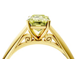 Yellow gold Fancy Yellow Emerald Cut Diamond Solitaire Engagement Ring with Cathedral Setting and Four-Prong Mount_137