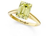 Yellow gold Fancy Yellow Emerald Cut Diamond Solitaire Engagement Ring with Cathedral Setting and Four-Prong Mount_25