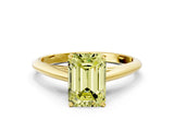 Yellow gold Fancy Yellow Emerald Cut Diamond Solitaire Engagement Ring with Cathedral Setting and Four-Prong Mount_78