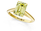 Yellow gold Fancy Yellow Emerald Cut Diamond Solitaire Engagement Ring with Cathedral Setting and Four-Prong Mount_79