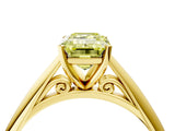 Yellow gold Fancy Yellow Emerald Cut Diamond Solitaire Engagement Ring with Cathedral Setting and Four-Prong Mount_82