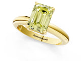 Yellow gold Fancy Yellow Emerald Cut Diamond Solitaire Engagement Ring with Round Band and Four-Prong Setting_156