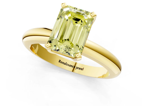 Yellow Gold Emerald Cut Classic Solitaire Engagement Ring Setting for Fancy Yellow Center
