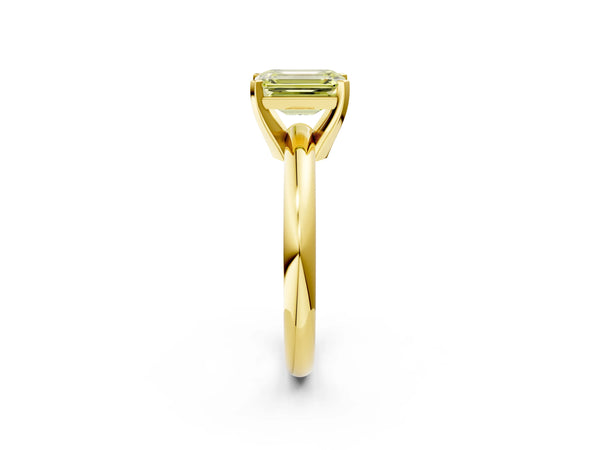 Yellow Gold Emerald Cut Classic Solitaire Engagement Ring Setting for Fancy Yellow Center