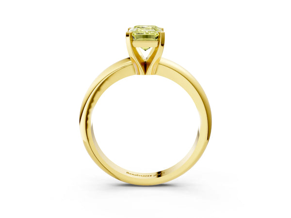 Yellow Gold Emerald Cut Classic Solitaire Engagement Ring Setting for Fancy Yellow Center