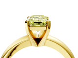 Yellow gold Fancy Yellow Emerald Cut Diamond Solitaire Engagement Ring with Round Band and Four-Prong Setting_159
