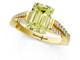 Yellow gold Fancy Yellow Emerald Cut Diamond Solitaire Engagement Ring with Twisted Pavé Band and Four-Prong Setting_45