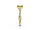 Yellow gold Fancy Yellow Emerald Cut Diamond Solitaire Engagement Ring with Twisted Pavé Band and Four-Prong Setting_46